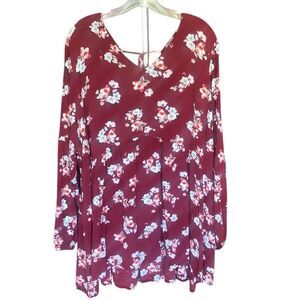 Lane Bryant babydoll peplum floral tunic blouse 26/28 #723